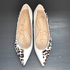 Sam Edelman | White / Leopard Flats  | Size 8